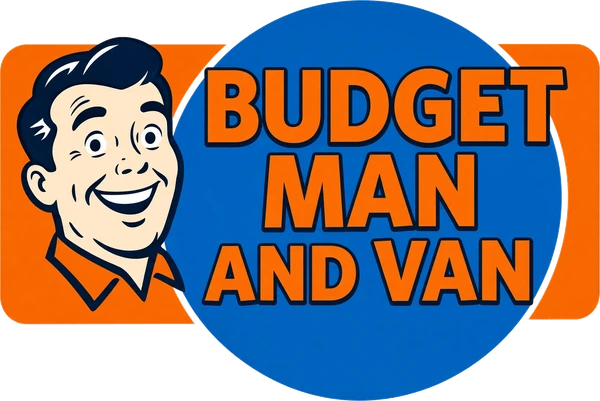 Budget Man and Van – cartoon man beside the company name